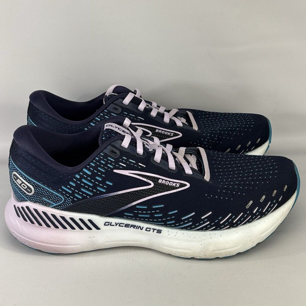 Womens Size 9 (B) Brooks Glycerin GTS 20 Shoes Navy Blue Running Sneakers
